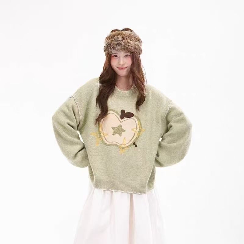 Apple Jacquard Crew Neck Sweater SAB096