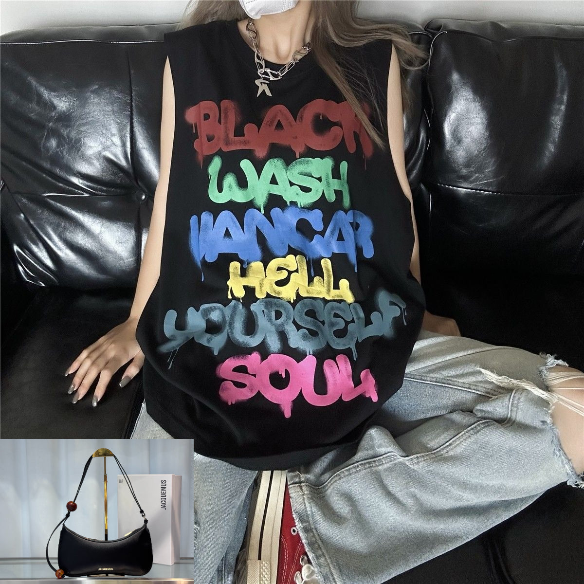 Rainbow Letter Graffiti Vest  SA832