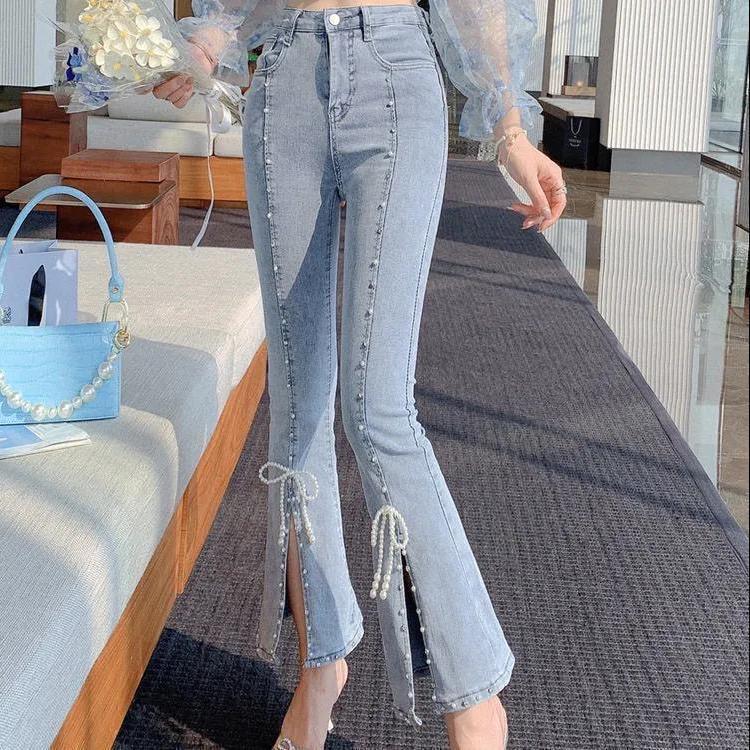Slit Stretch Micro-flare Jeans  US 64D103