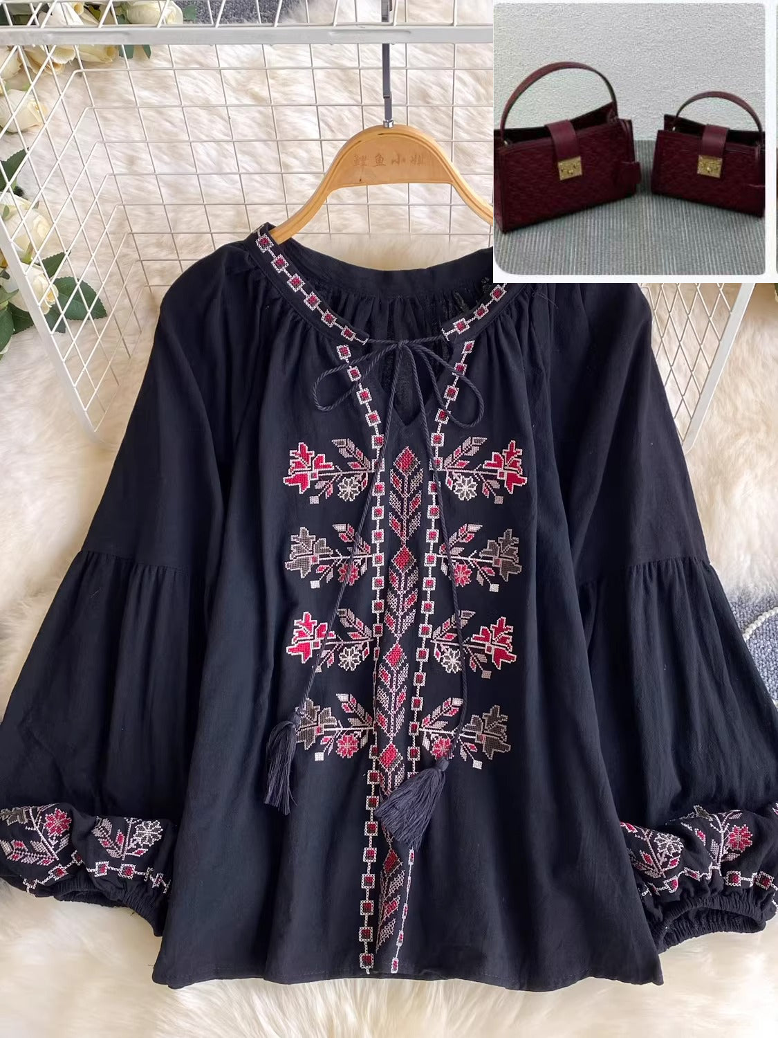 Embroidered and Printed Long-sleeved Shirt SA799/SA800
