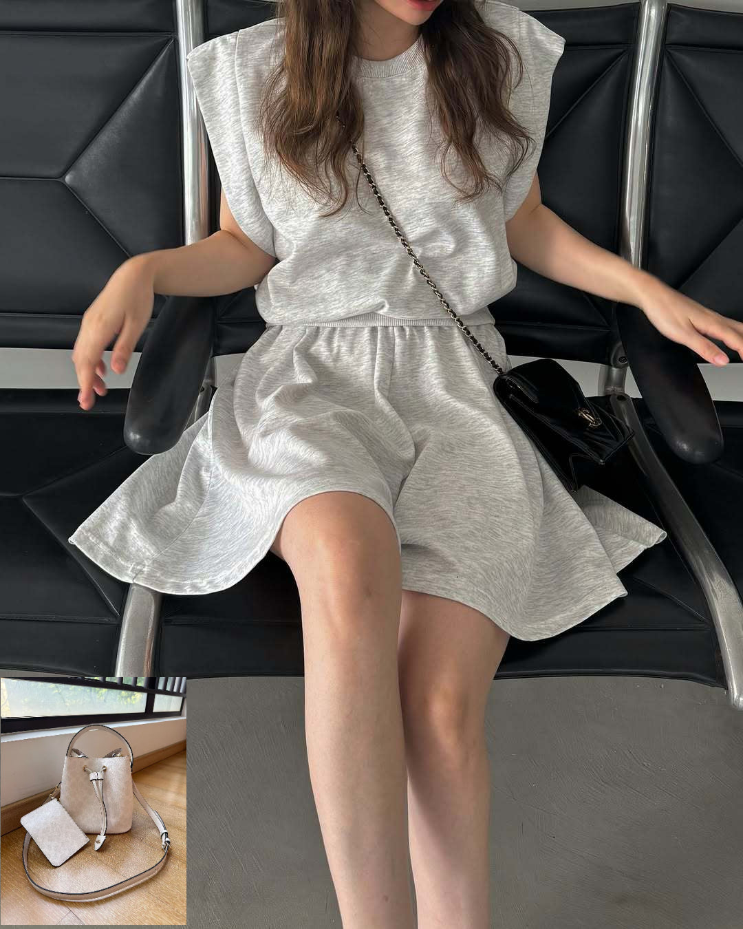 Sports Suit Loose Knitted T-shirt Short Skirt SA367