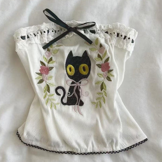 Embroidery Strapless Summer Tank Tops 56D555