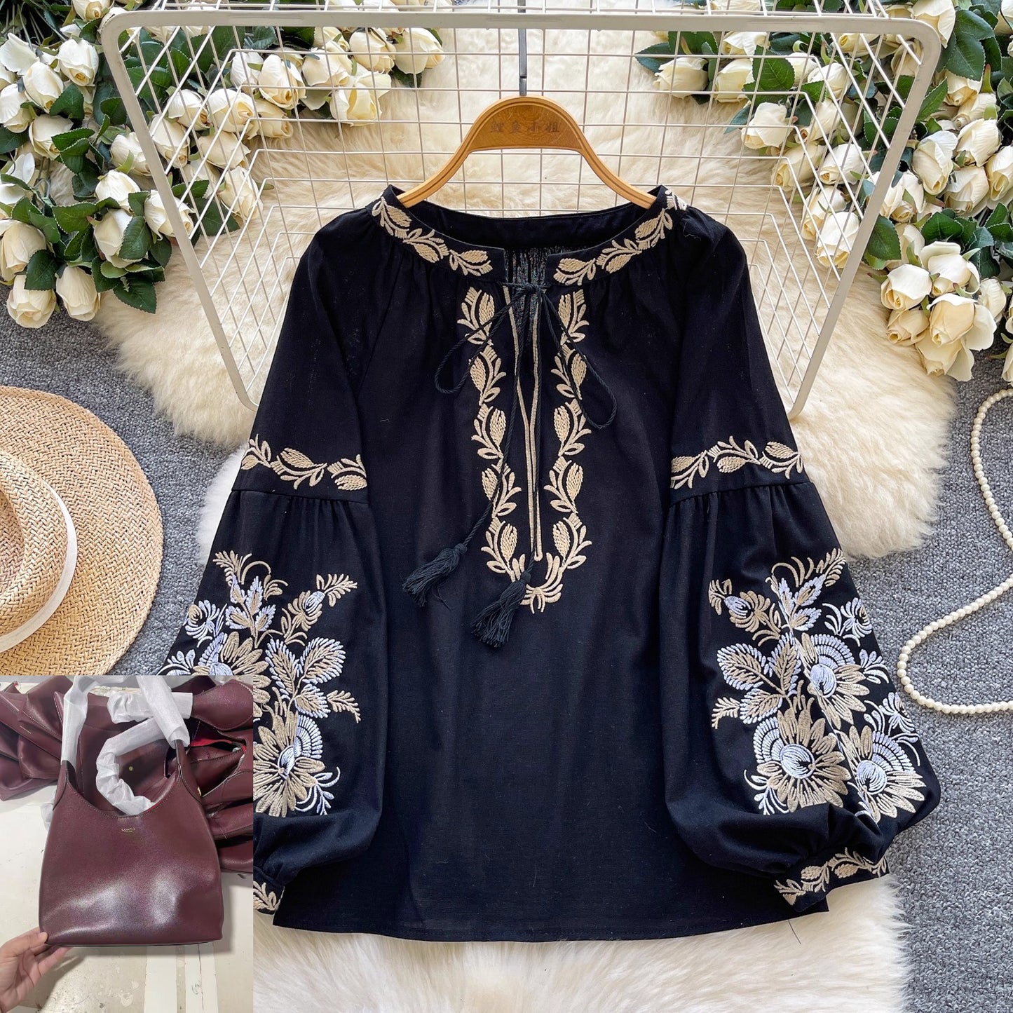 Embroidered Ethnic Style Shirt SA454