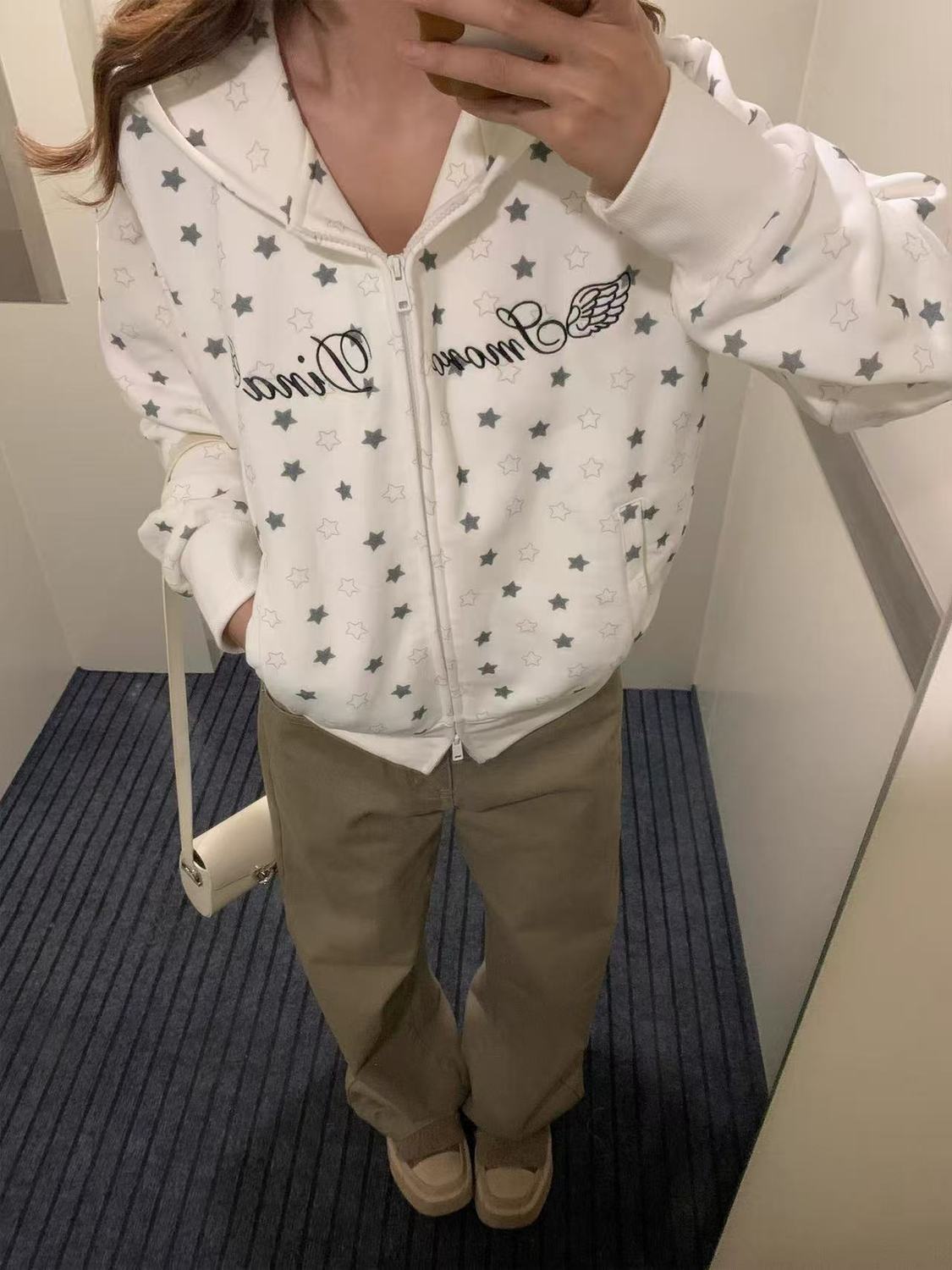 Five-pointed Star Printed Short Sweatshirt SA885