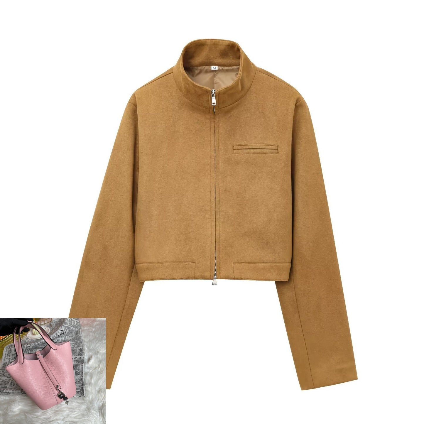 Solid Color Short Leather Jacket SA559