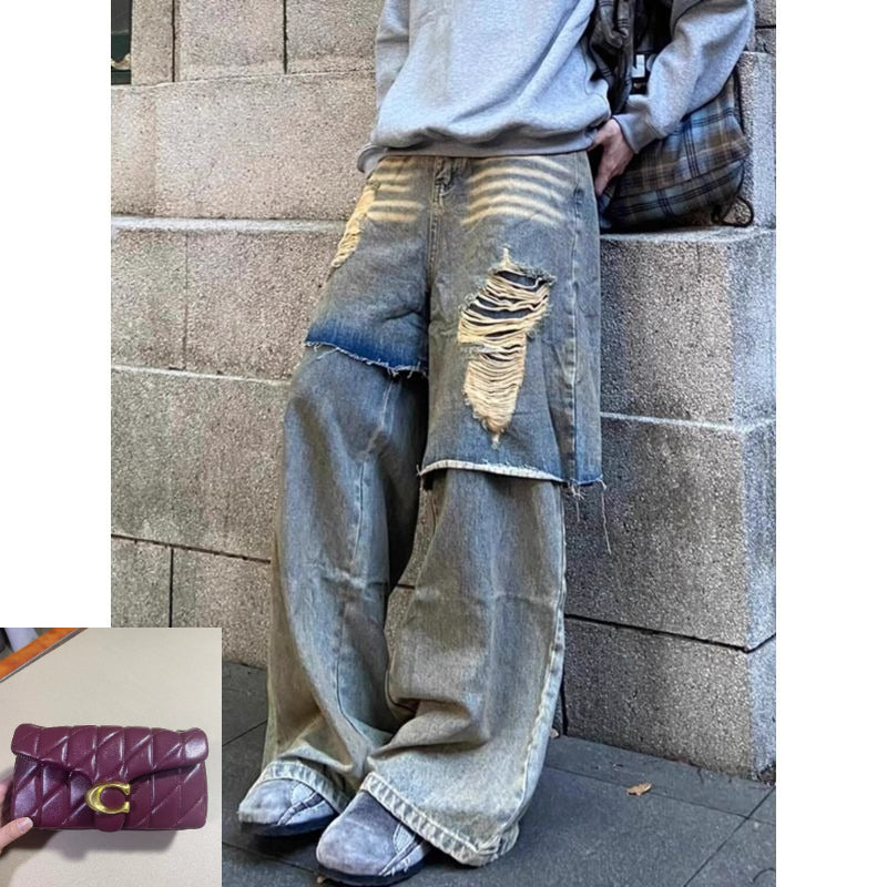 Ripped Stitching Fake Two Jeans SA650/SA651