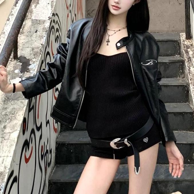 Leather Jacket Top Women SA673