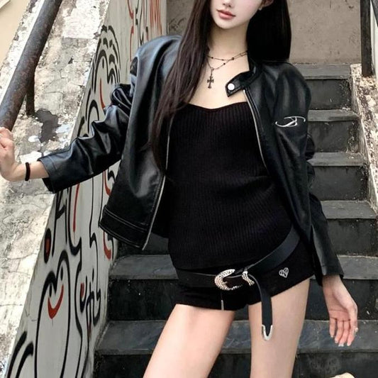 Leather Jacket Top Women SA673