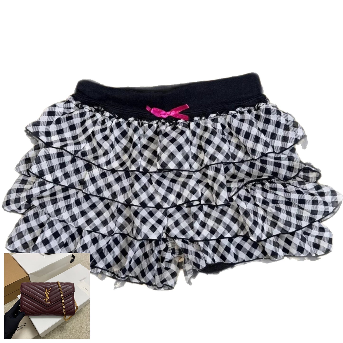 Black and White Plaid Short-sleeved T-shirt SA680