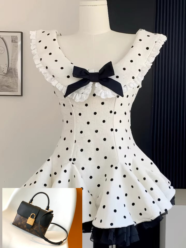 Polka Dot Flutter Sleeve Dress SA827