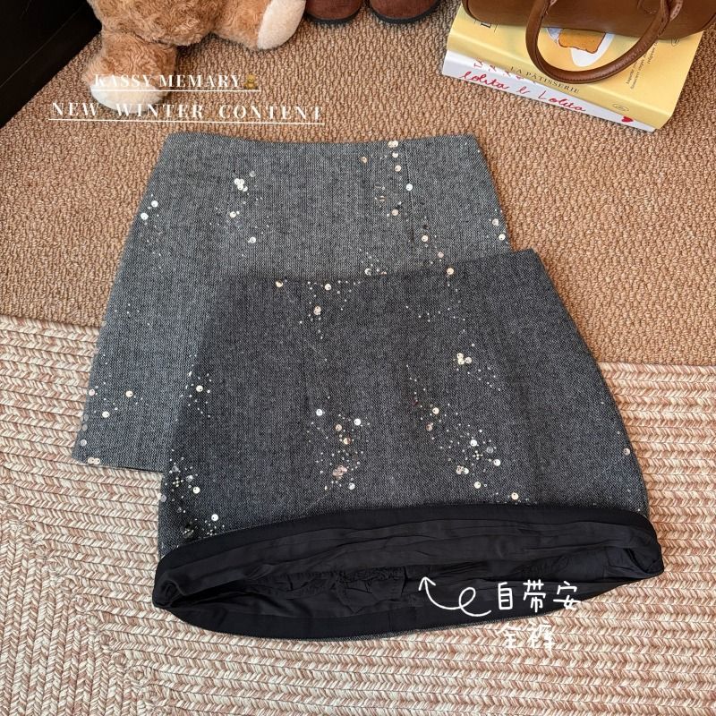 Woolen Sequined Skirt SAB206