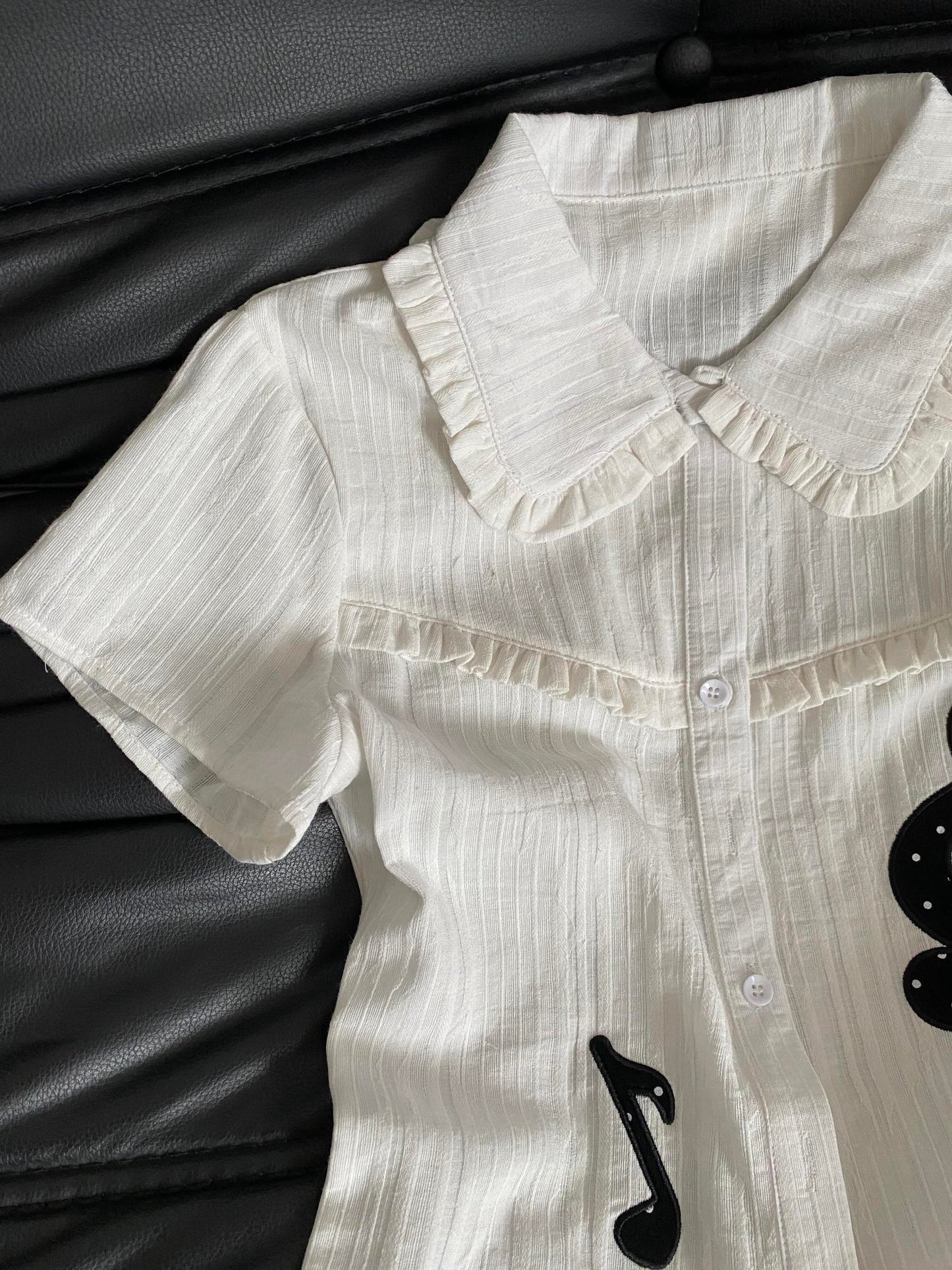 White Peter Pan Collar Short-sleeve Blouse  SA919