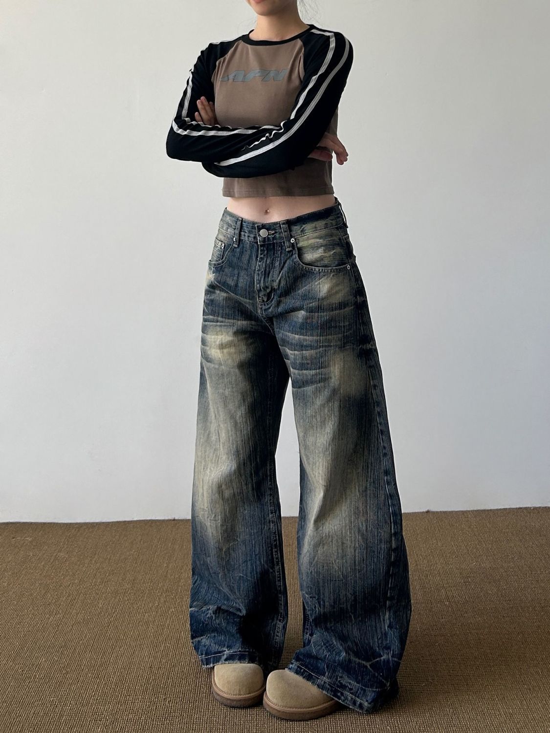 Low Waist Loose and Thin Wide Leg Scimitar Pants SA656