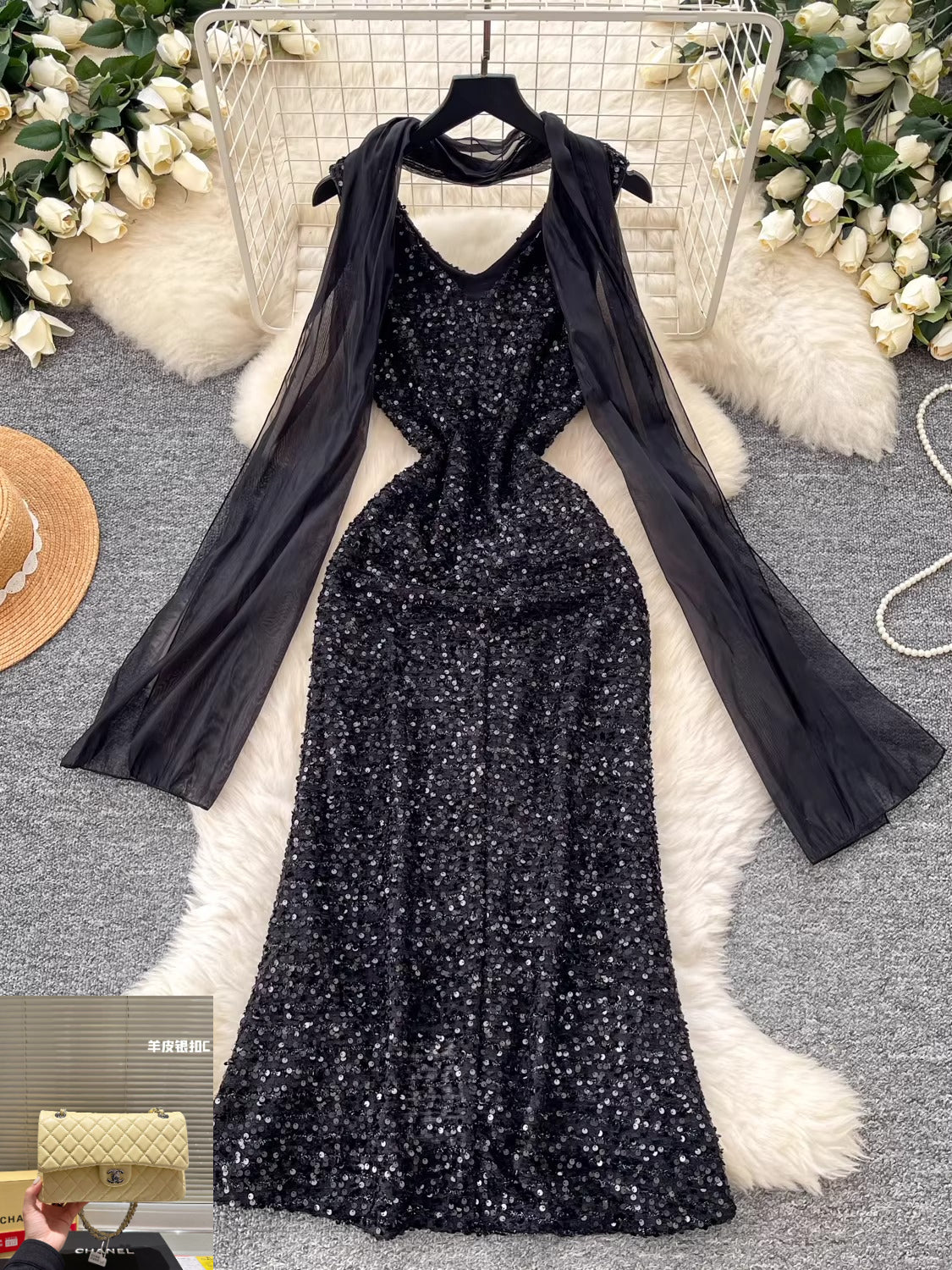 Black Sequin Dress for Women SA804