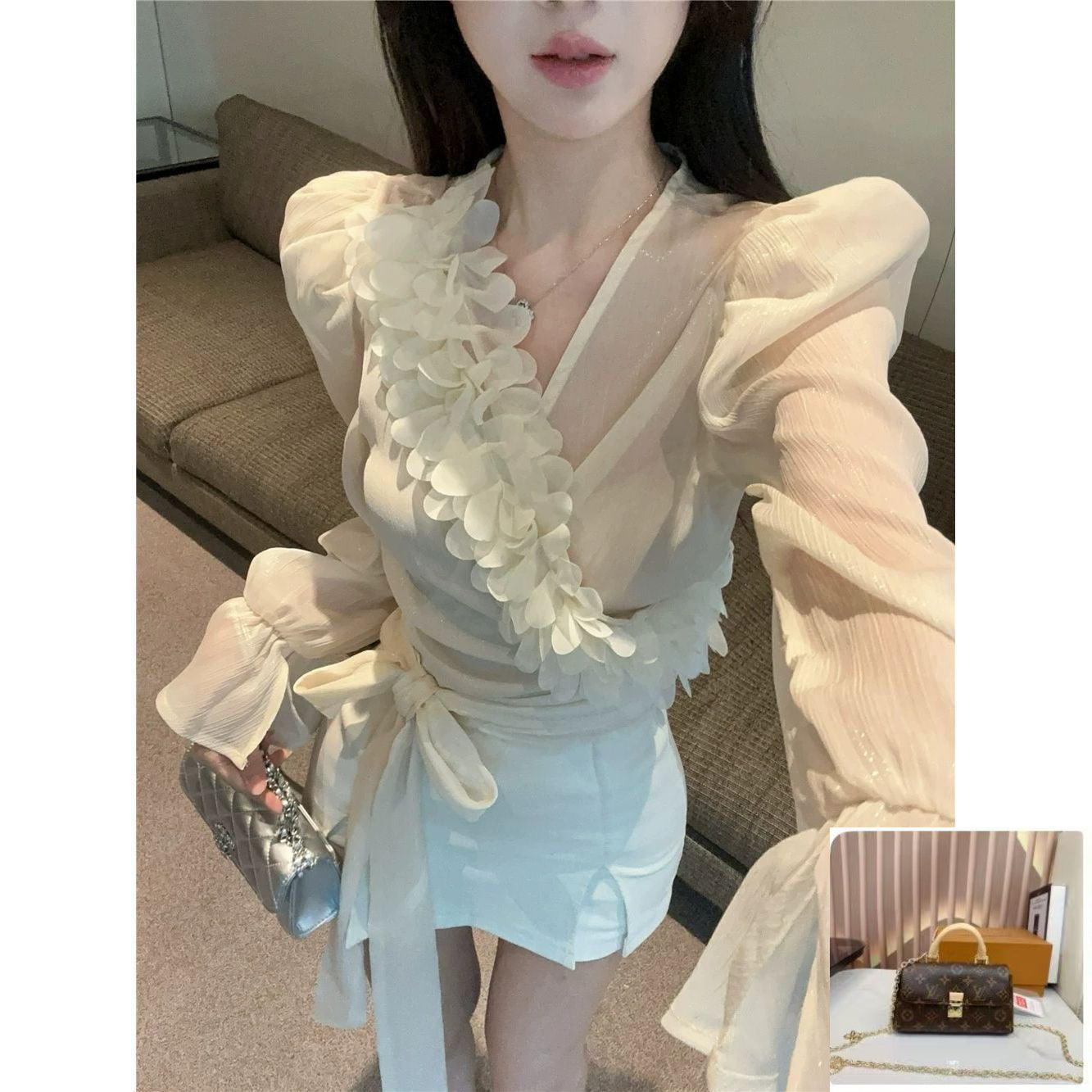 Puff Sleeve Chiffon Shirt SA950