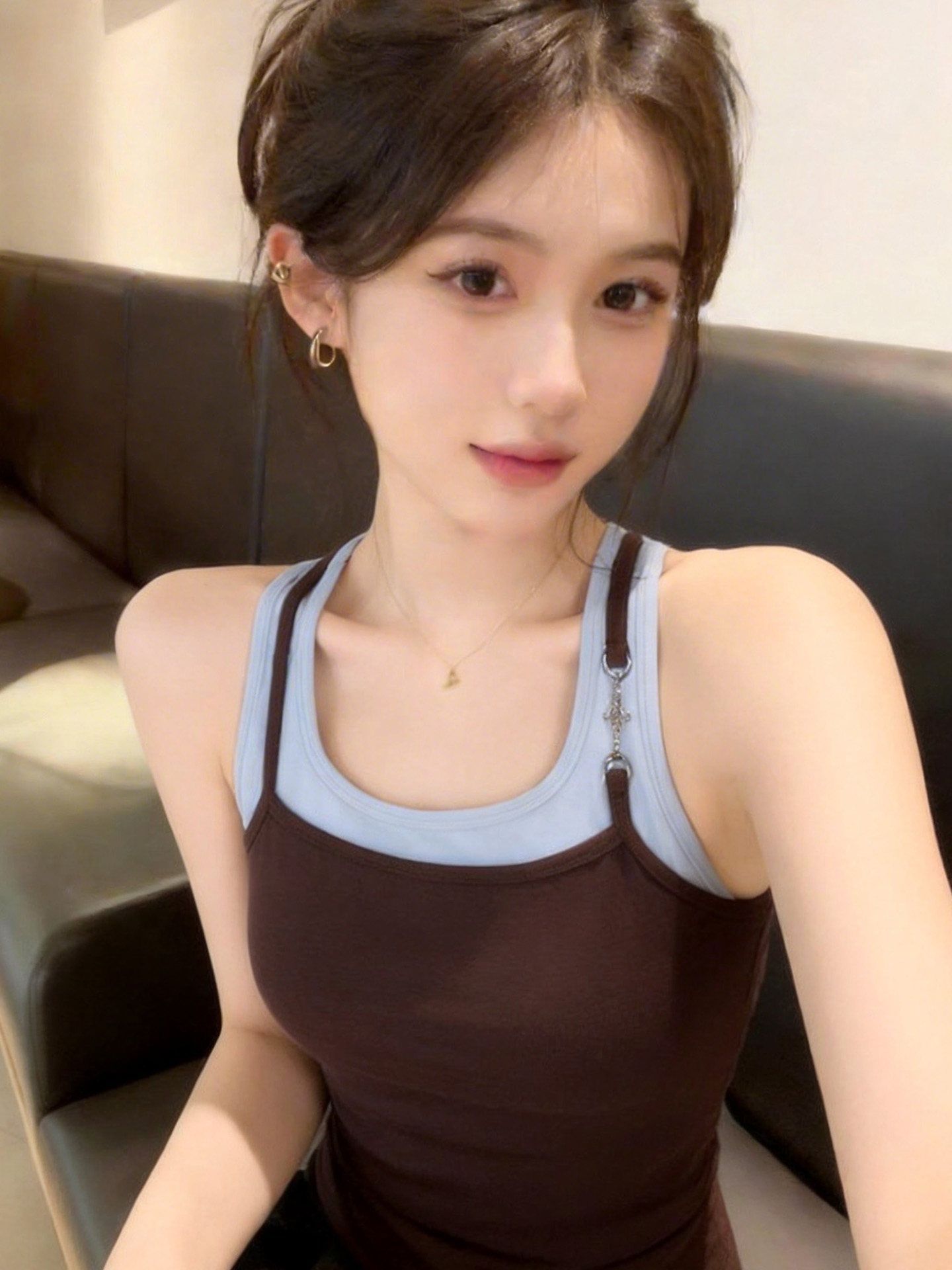 Contrast Color Fake Two-piece Vest SA931