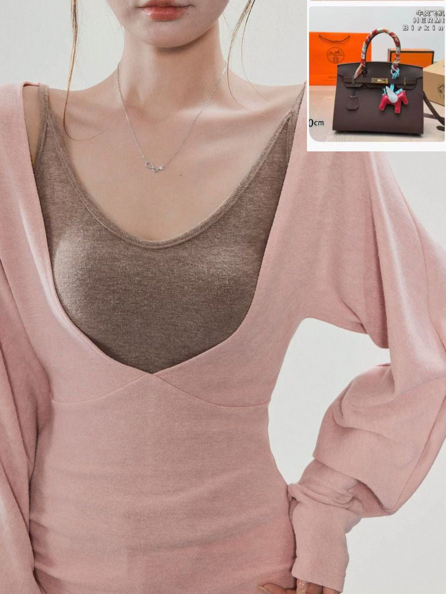 Knitted Sweater Women's Waist and Thin Bottoming Top SA667