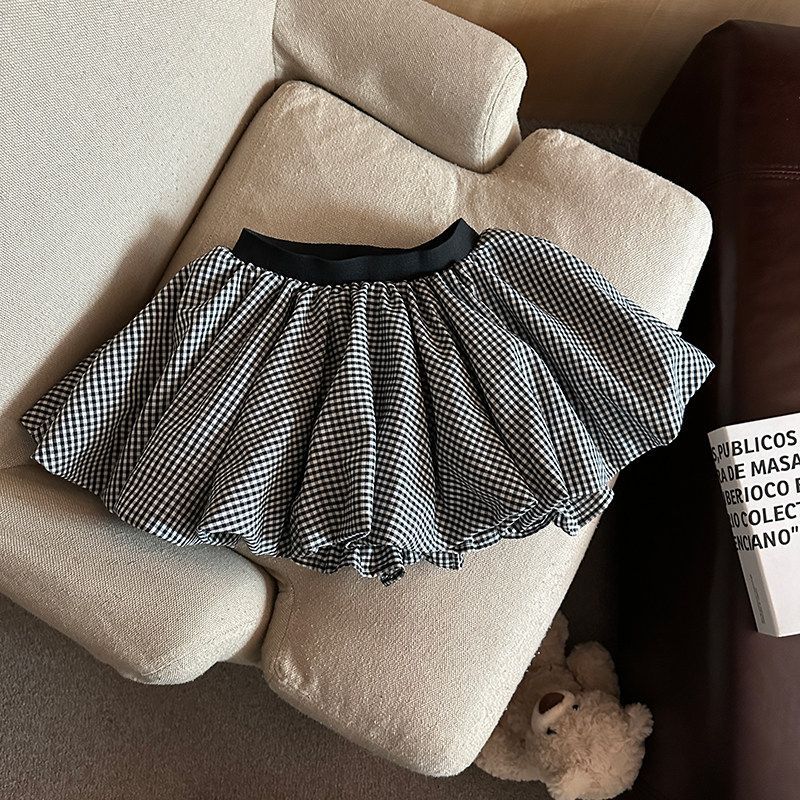 Contrast Color Plaid Bud Skirt SAB098