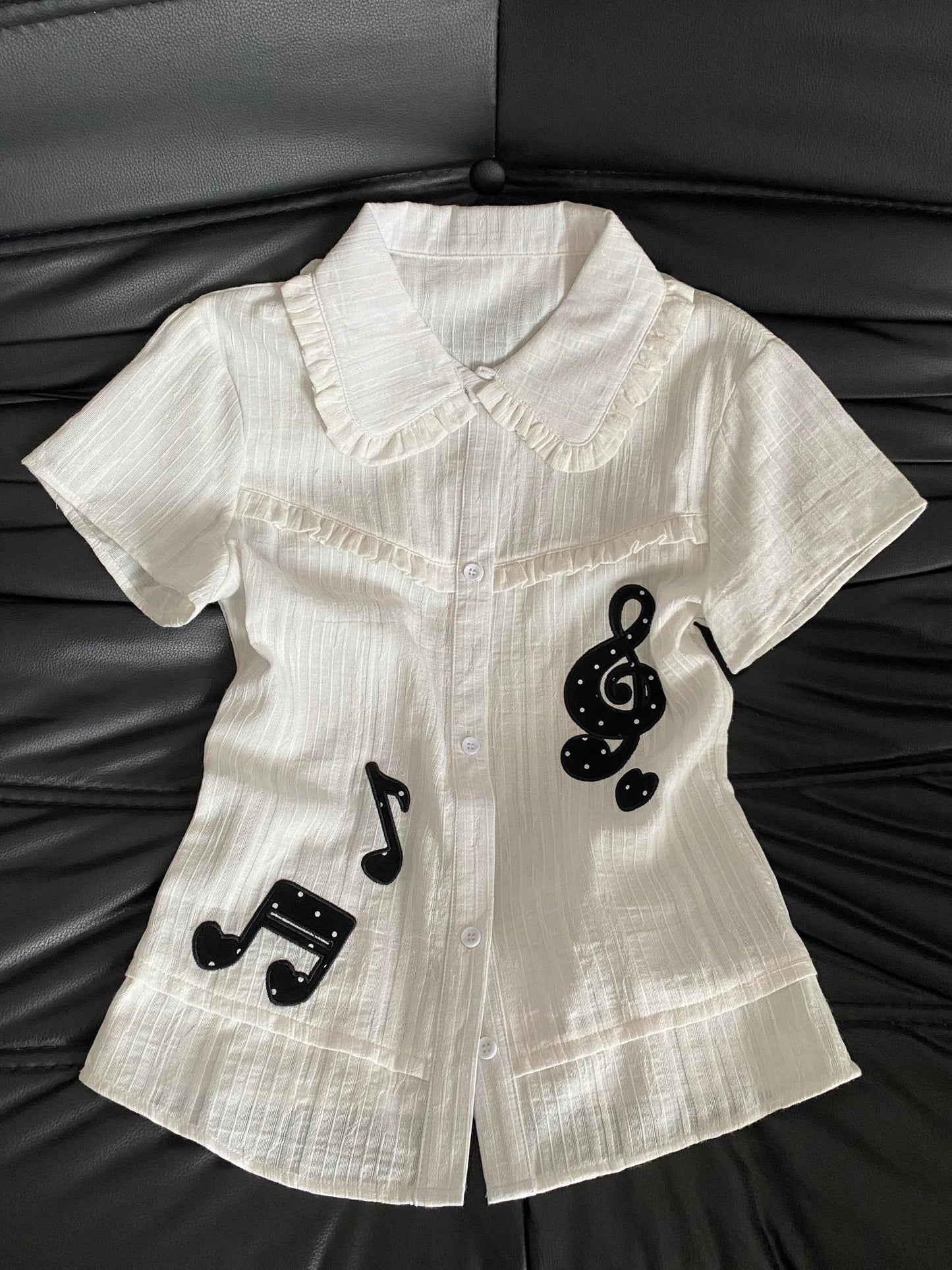 White Peter Pan Collar Short-sleeve Blouse  SA919