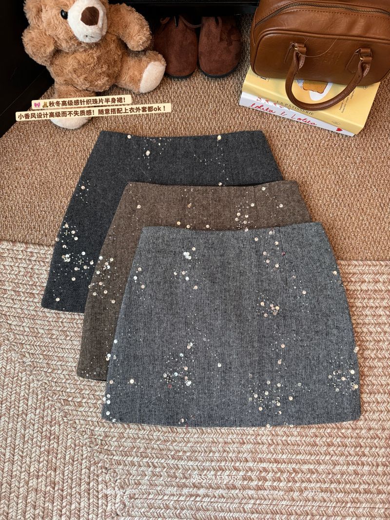 Woolen Sequined Skirt SAB206