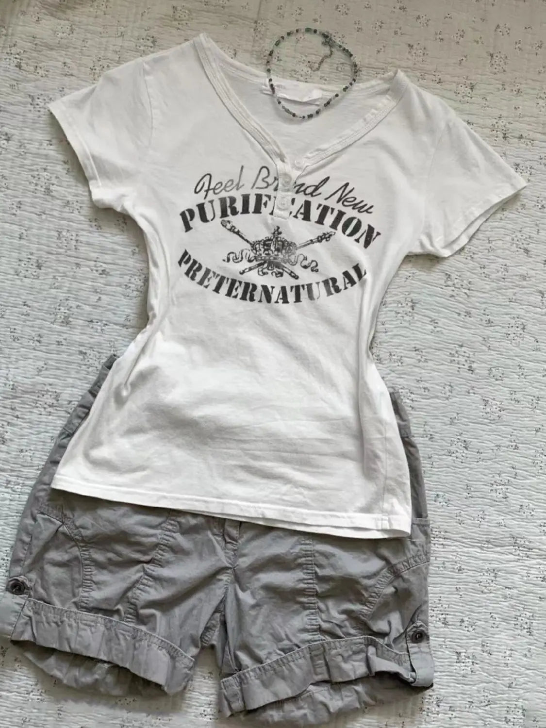 American Vintage Simple V-neck Short Sleeve Tshirts