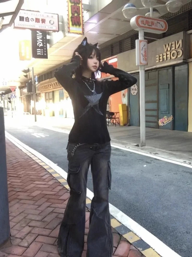 Autumn Vintage Gothic O Neck Long Sleeve Base Tops SA146