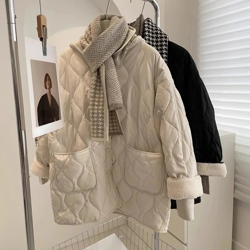 Single Breasted Solid Veste Patchwork Mujer