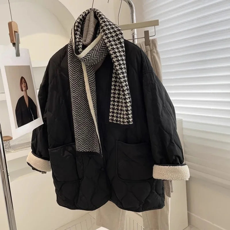 Single Breasted Solid Veste Patchwork Mujer