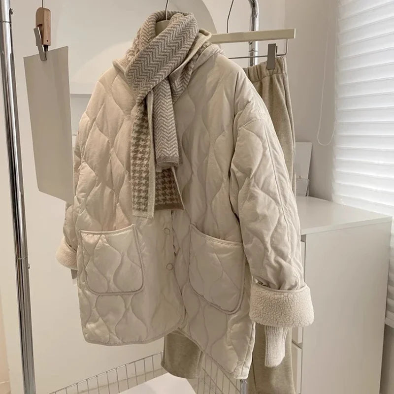 Single Breasted Solid Veste Patchwork Mujer