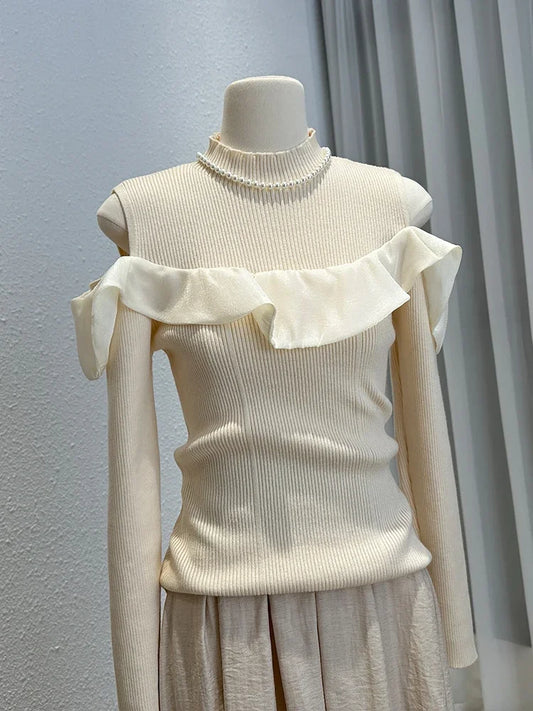 Kuzuwata Off Shoulder Knitwear Pullovers
