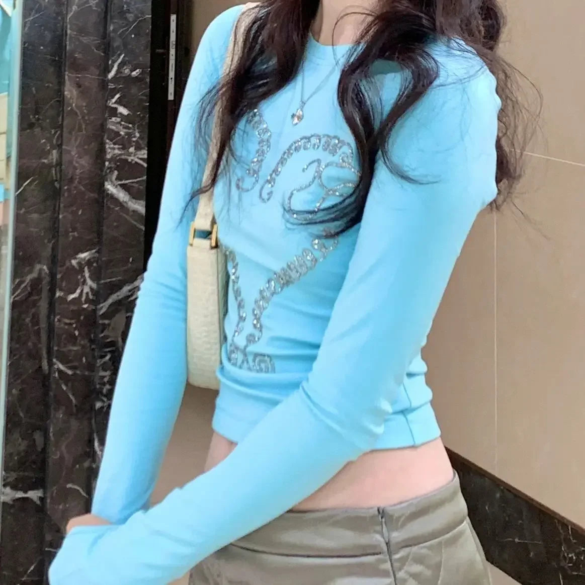 Beading Rhinestone Graphic Tshirt SA209