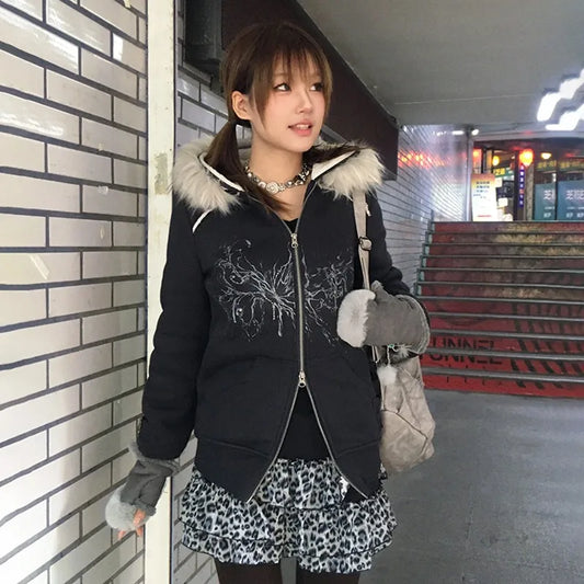 Grunge Aesthetics Tattoo Print Jacket SA152