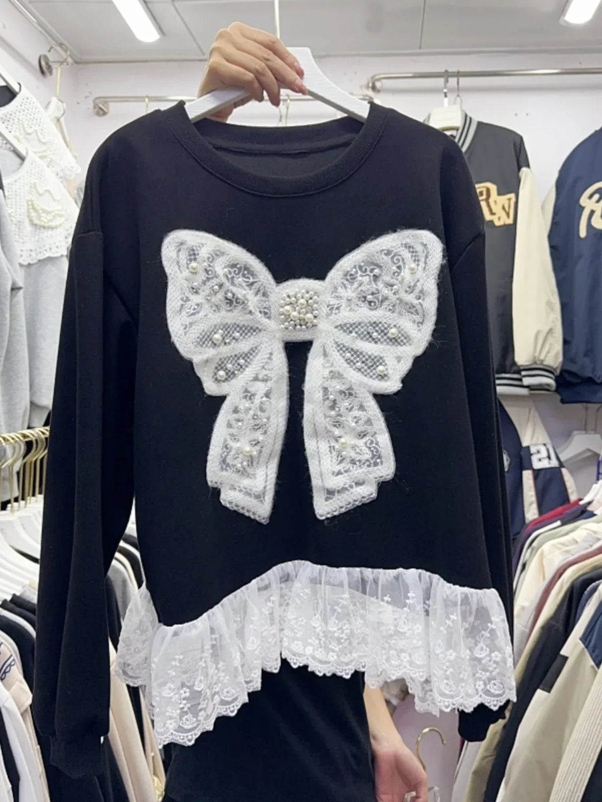 Embroidered Bow Korean Sweater SA081