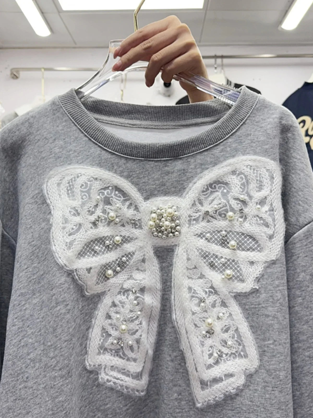 Embroidered Bow Korean Sweater SA081