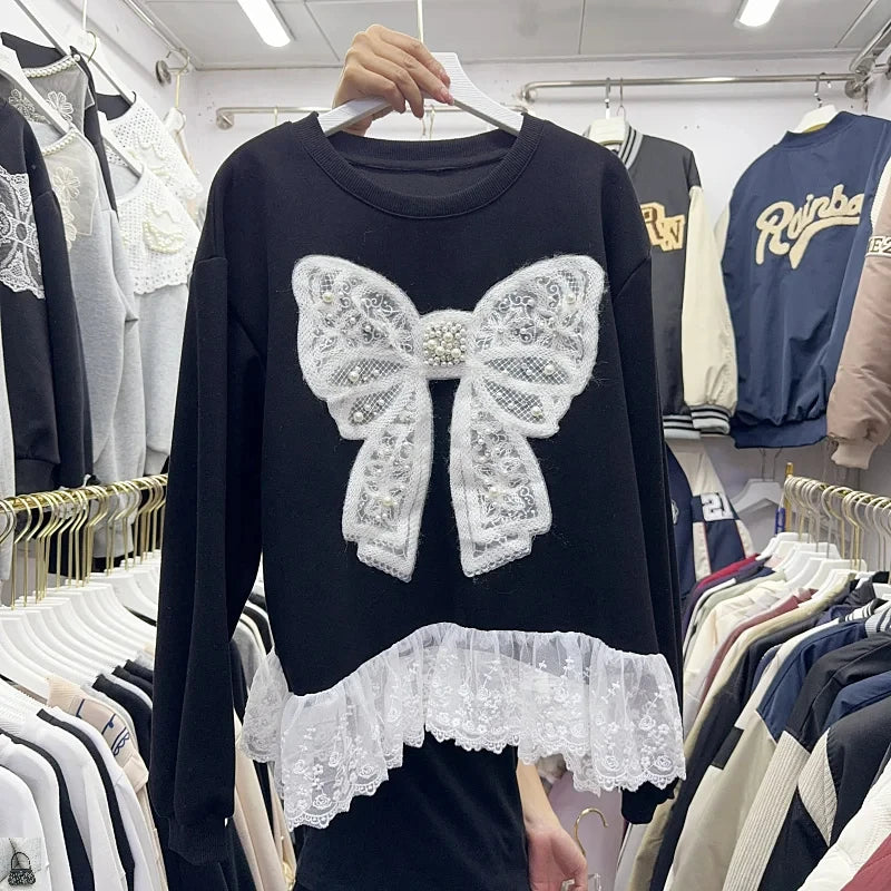 Embroidered Bow Korean Sweater SA081
