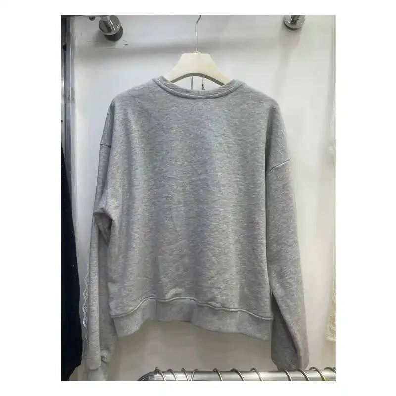 Lace Splicing Sweater Crew Neck Top SA060/SA136