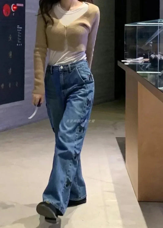 Straight Leg Jeans Korean Sweet Pants SA068