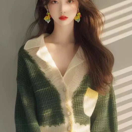 Gentle Color Blocking Sweater Coats SA085