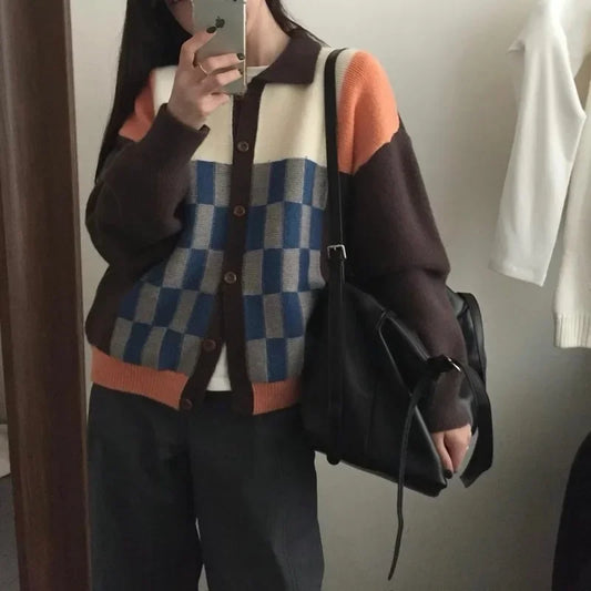 Contrasting Colors Sweater Coats Femme  SA226