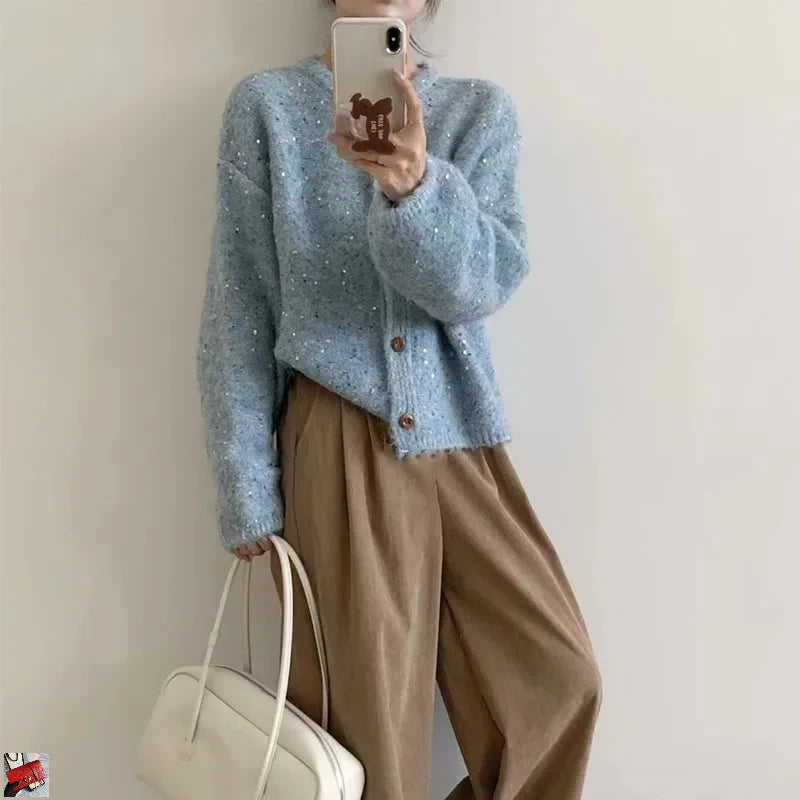 O-Neck Long Sleeve Knitted Cardigan SA067