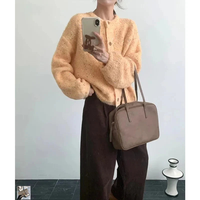 O-Neck Long Sleeve Knitted Cardigan SA067