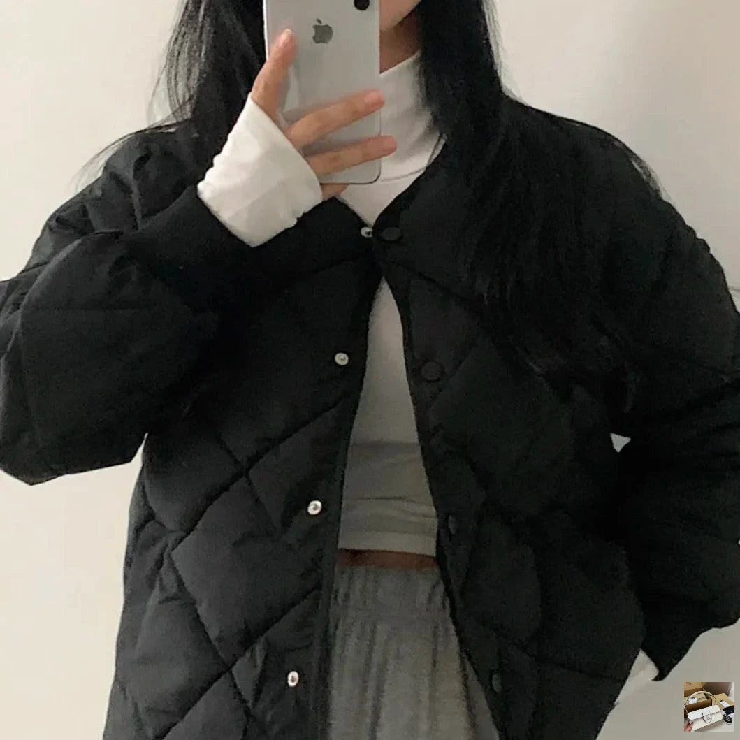 Plaid Down Jacket Small Solid Coat SA093