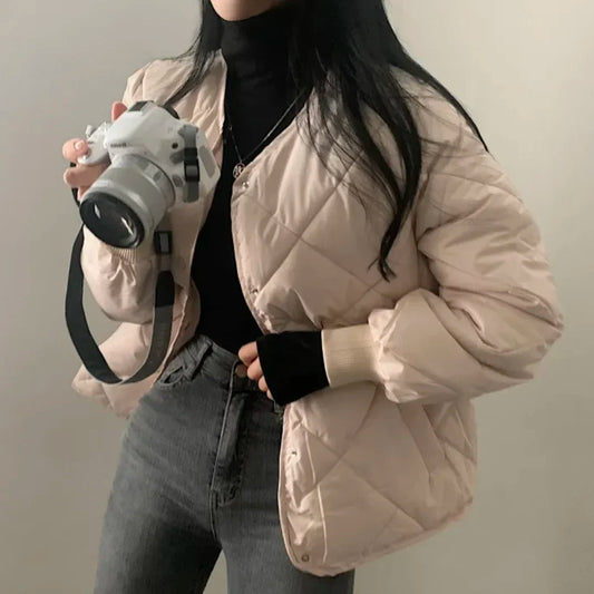 Plaid Down Jacket Small Solid Coat SA093