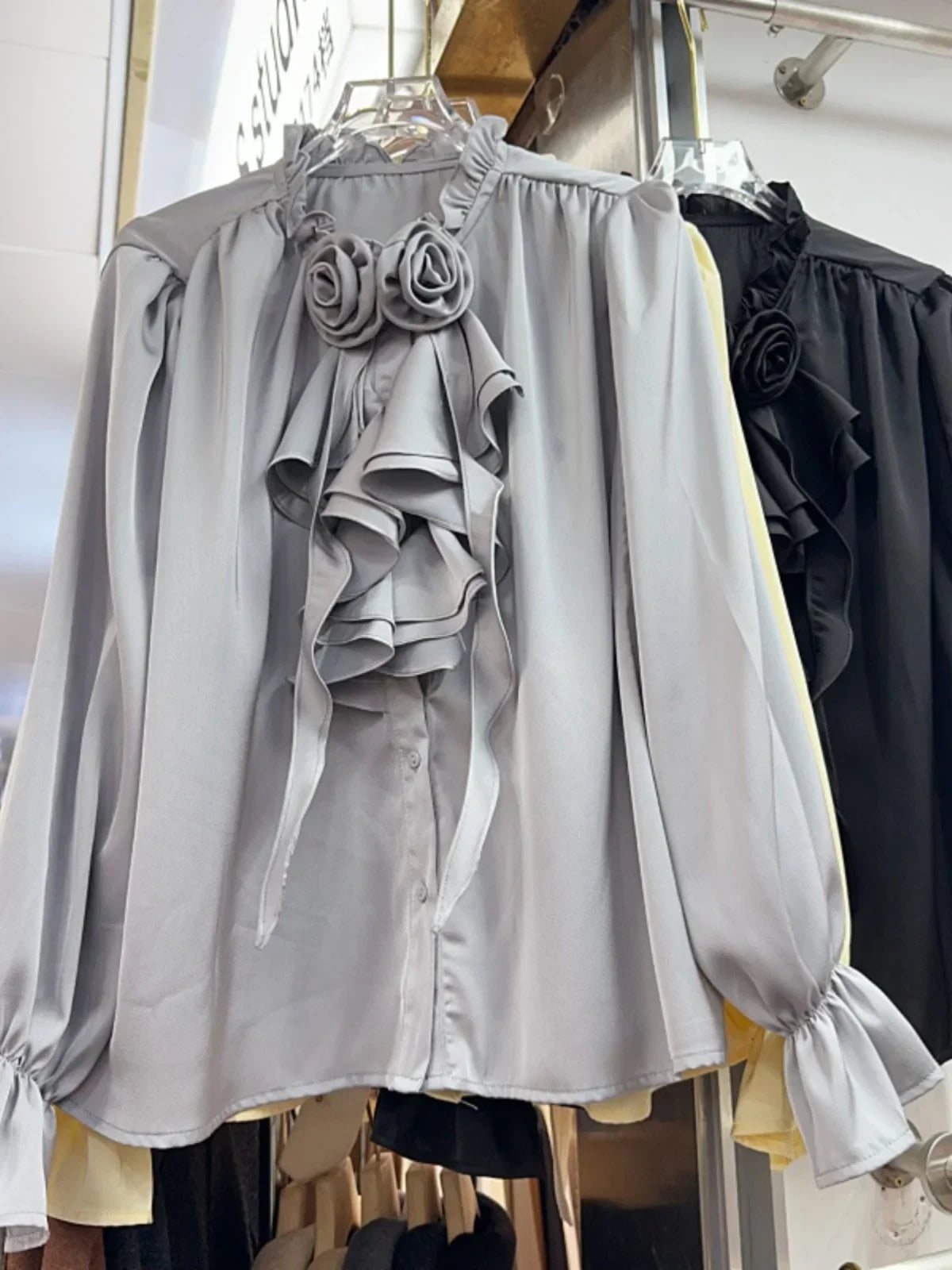French Style Stand Collar Flare Sleeve Shirt SA053/SA138