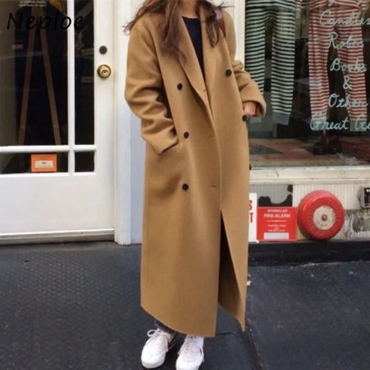 Blends Double Breasted Woolen Coat SA022