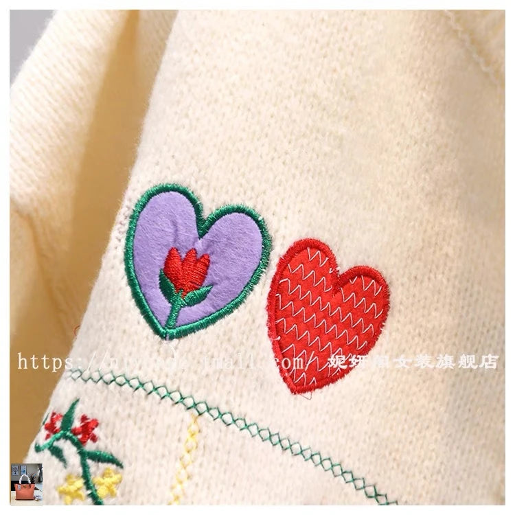 Embroidered Sweater Autumn Age Knitted Cardigan 52B369