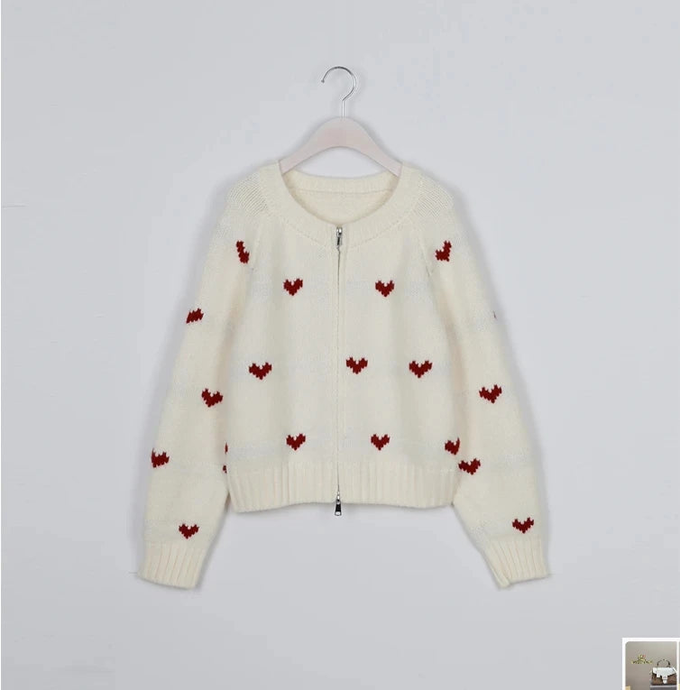 Chic Energetic Girl Simple Multi-Color Heart Knitted Sweater SA062
