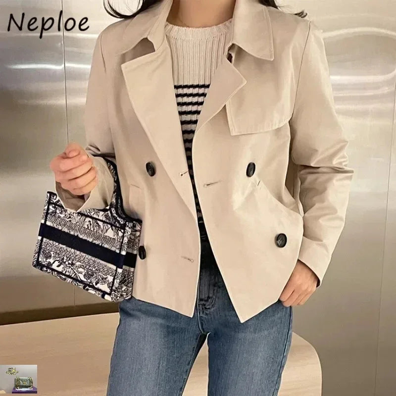 Double Breasted Lapel Collar Trench SA071