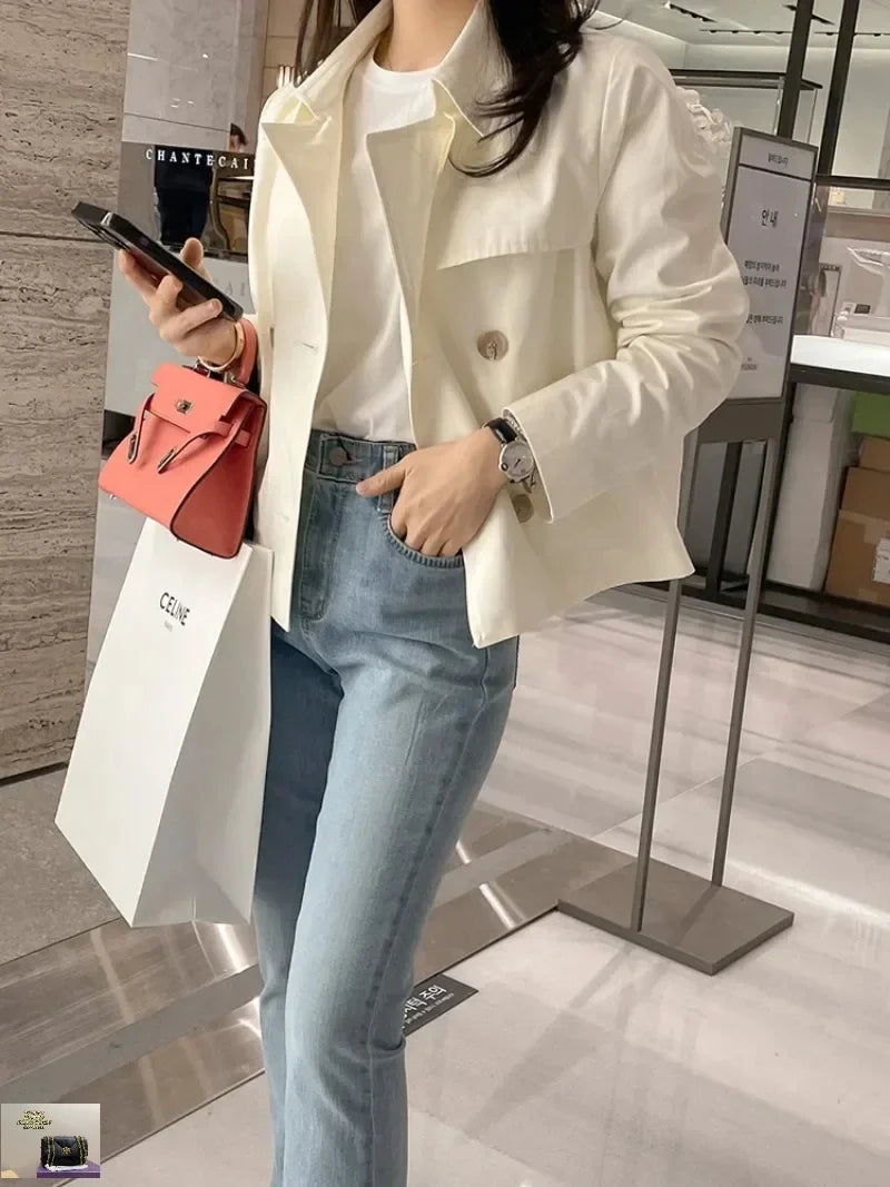 Double Breasted Lapel Collar Trench SA071