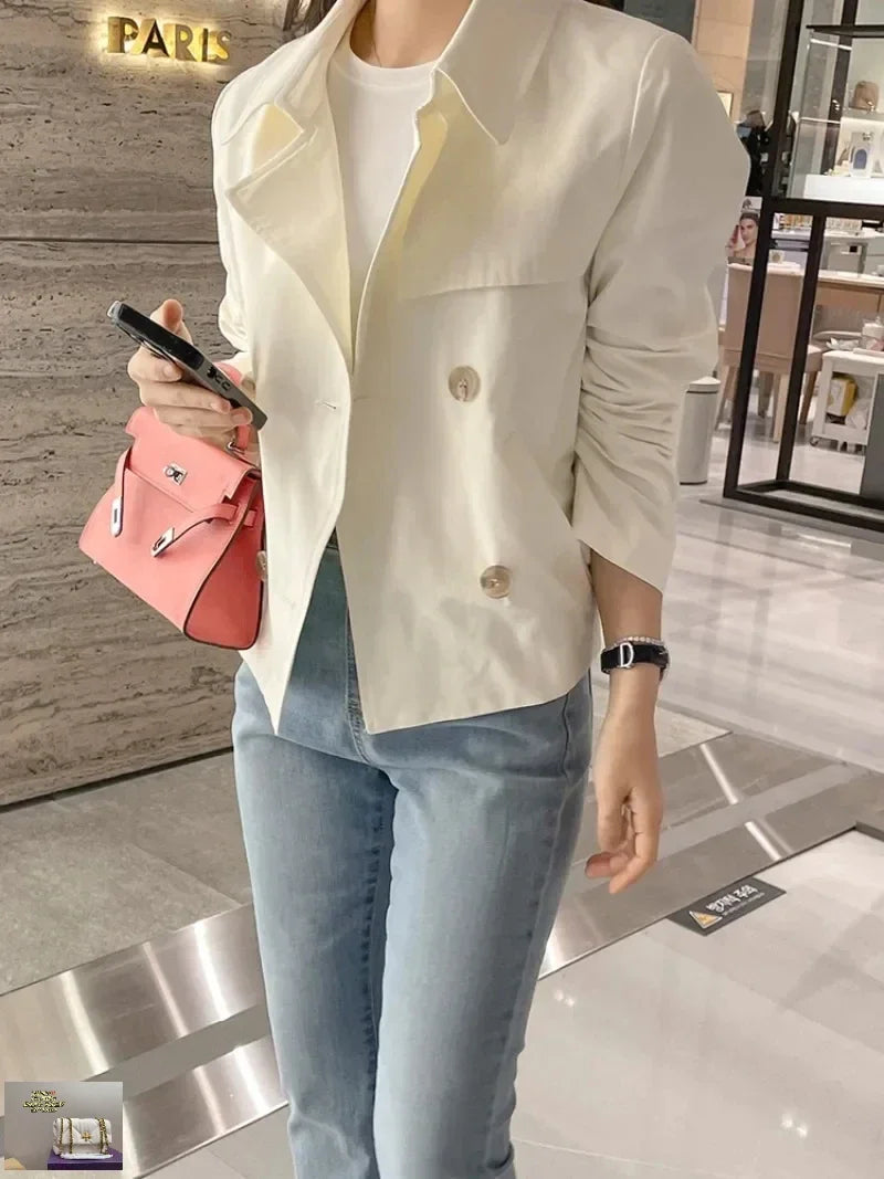 Double Breasted Lapel Collar Trench SA071